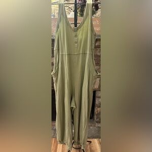 (NWOT) Free People Intimately Oversized Lounge Jumpsuit Olive Green Romper